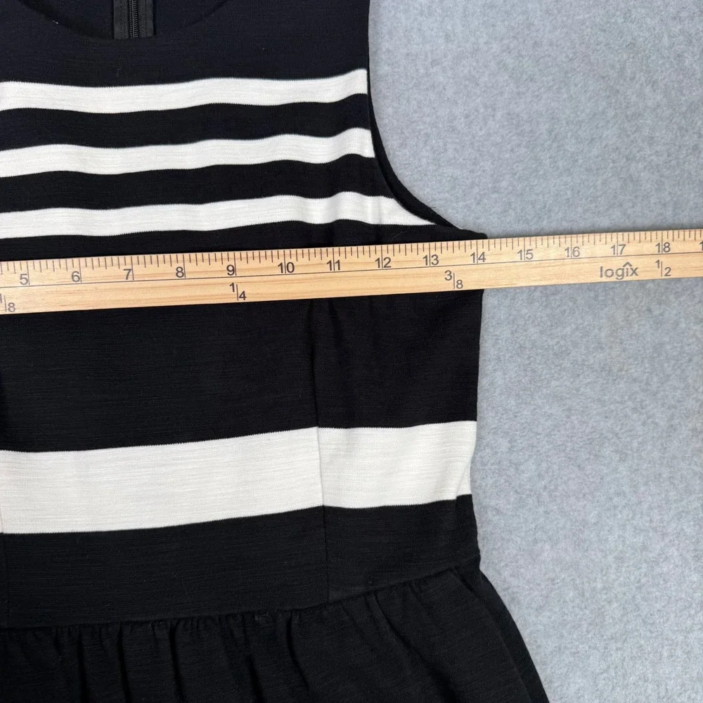 Madewell Black White Striped Nautical Sleeveless Fit Flare Dress XS Jersey
